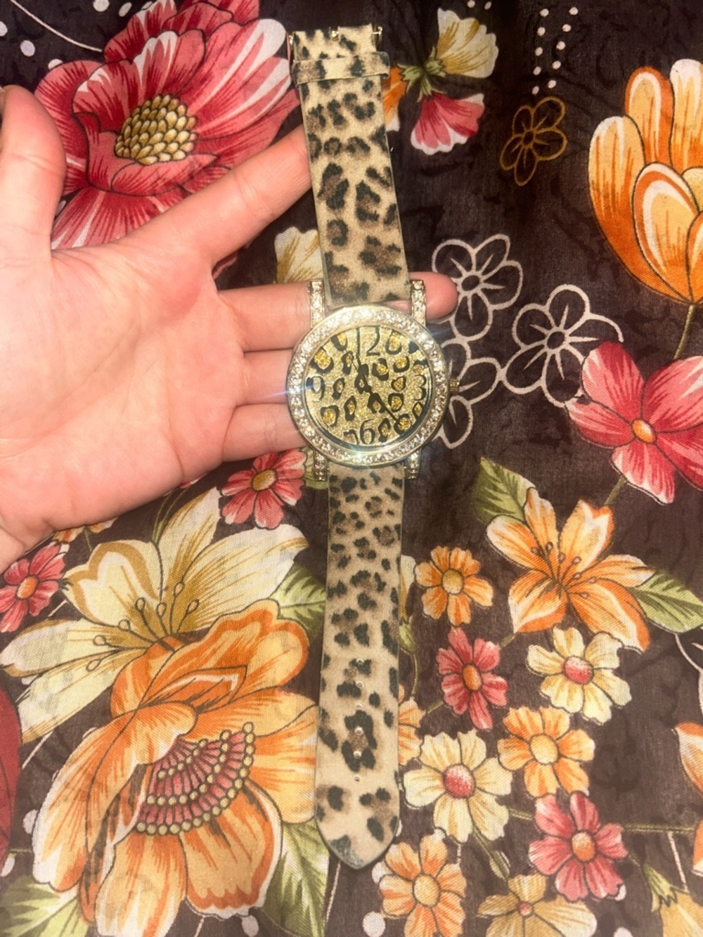 Mcbling Vintage Leopard Print Glitter Women's Fashion Watch - Gold Tone